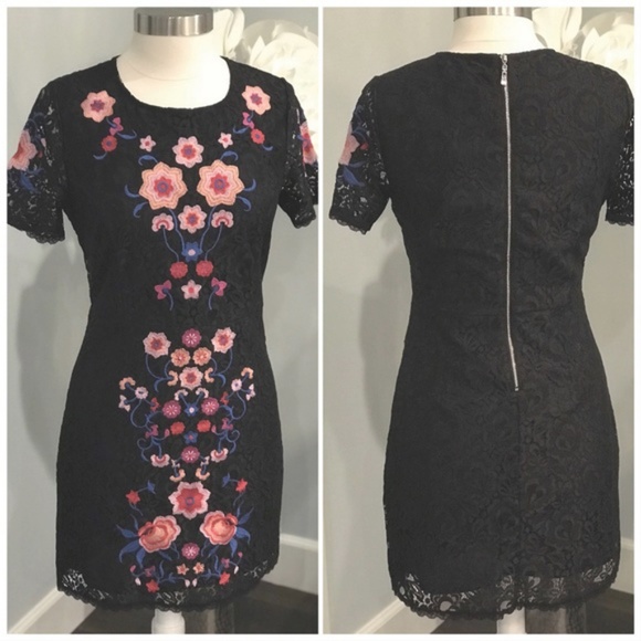 Floral Embroidered Lace Mini Dress, sz M - Picture 3 of 7